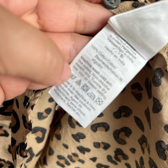 JCREW Leopard Print Popover Cotton Top Blouse Classic Animal Print 14 - Picture 5 of 7